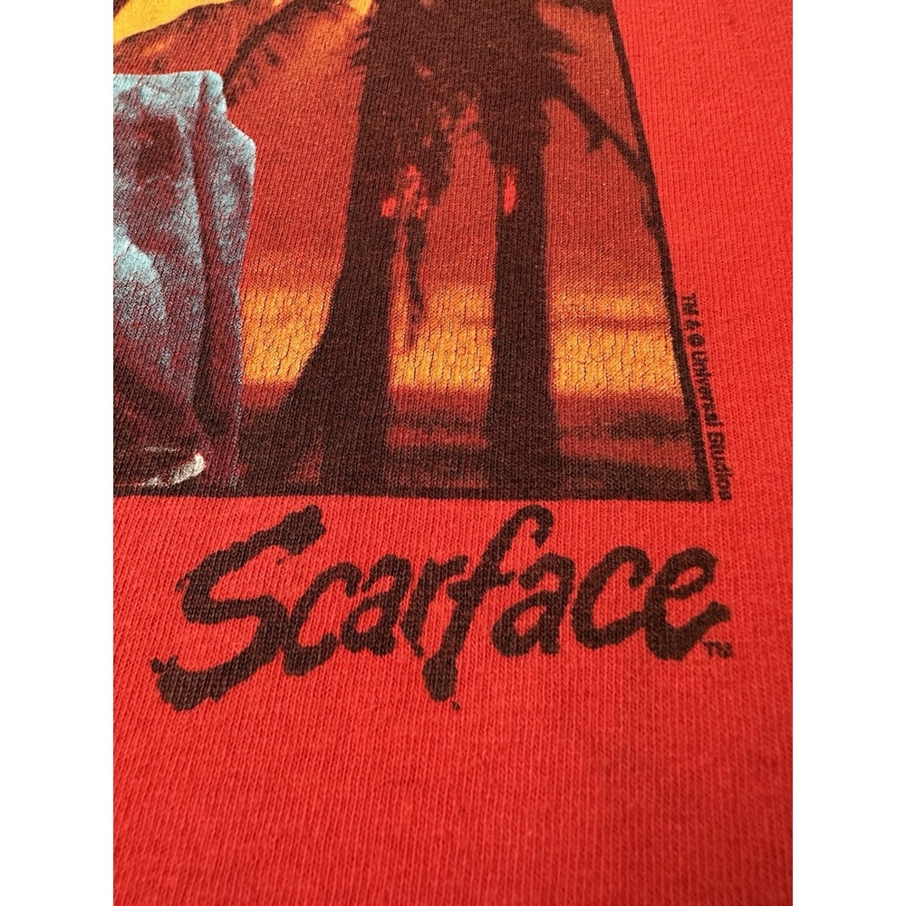 Mens Graphic Scarface‎ Tony Montana I Trust Me Red T Shirt, Size L - Picture 3 of 6
